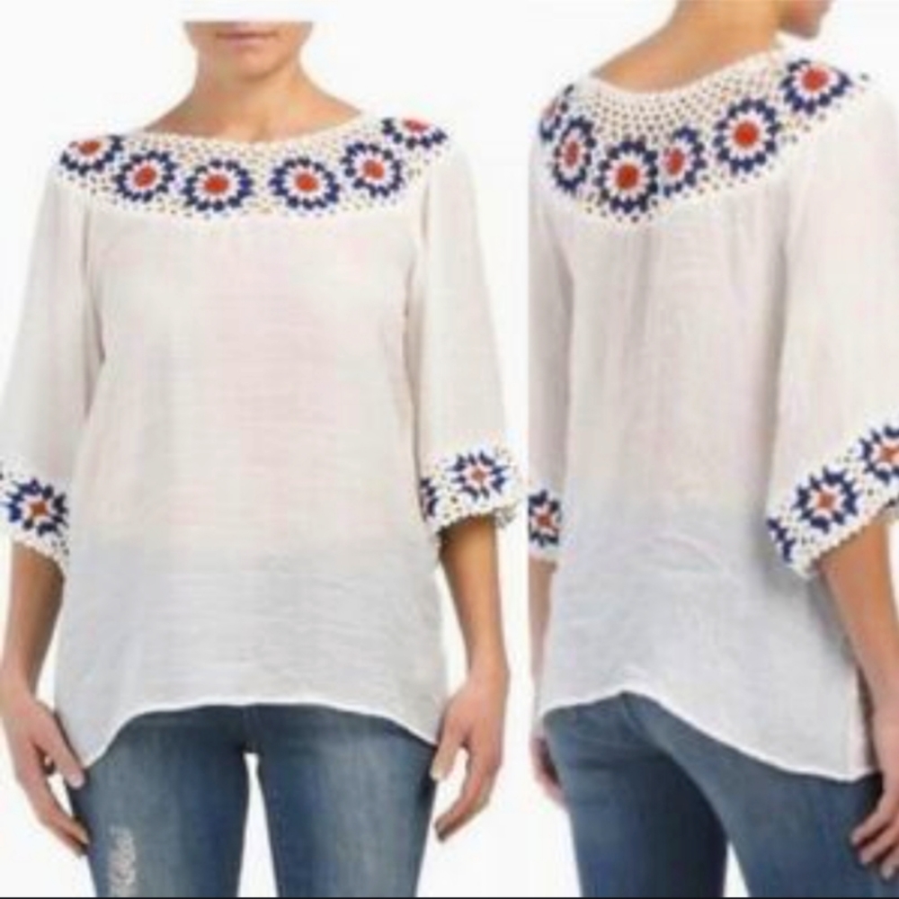 NWOT Boho Crochet Blouse Size Large